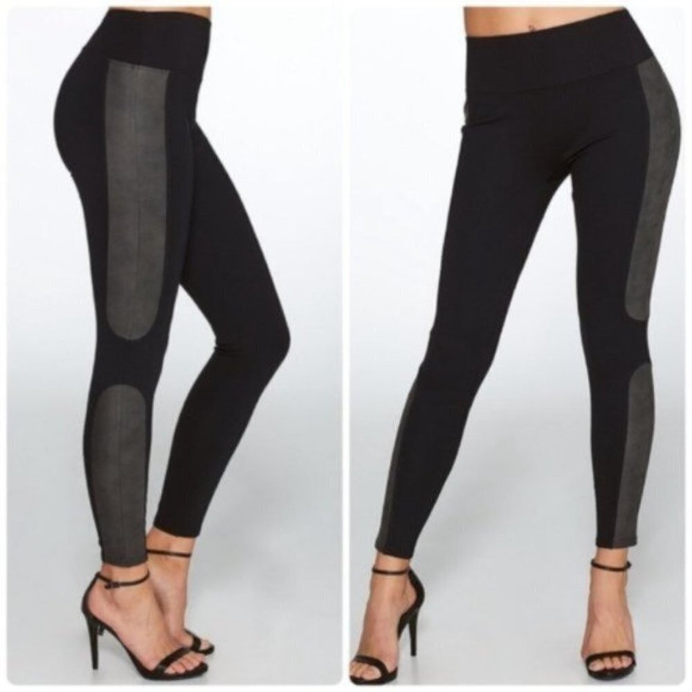 SPANX Faux Leather Panel Ponte‎ Pant Leggings XL